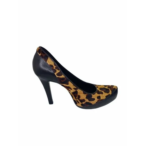 Gianni Bini Leopard Platform Heels Real Calf Hair & Leather 7.5M excellent! - Picture 3 of 10